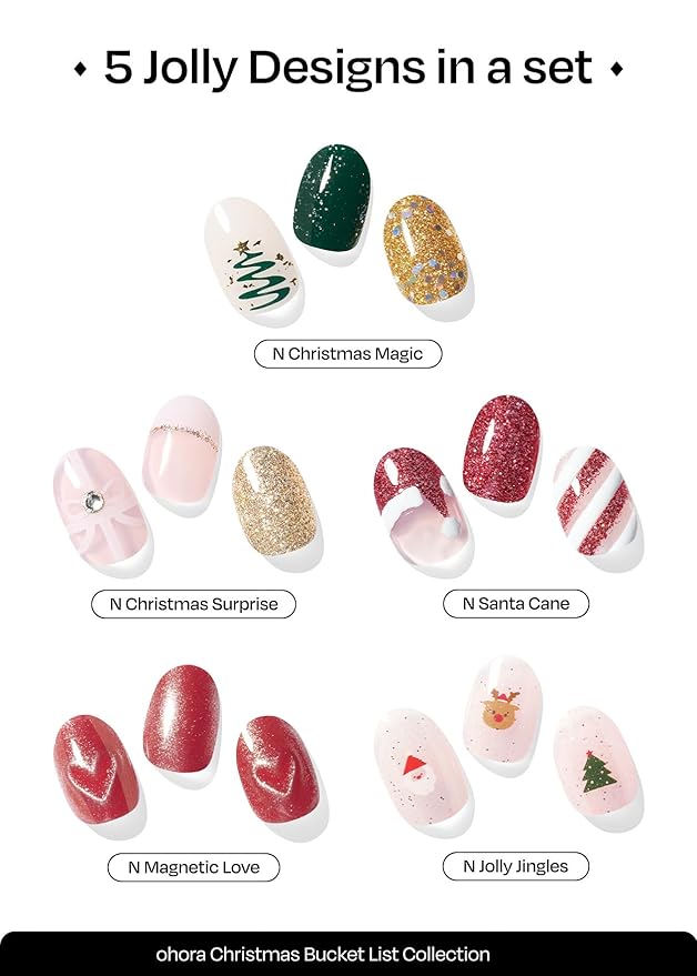 ohora Bundle Set (Christmas Bucket List Set (Limited Edition)) - Works with Any Nail Lamps, Salon-Quality, Long Lasting, Easy to Apply & Remove