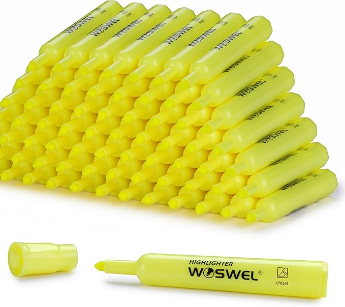 Highlighters Bulk, 72 Pack Tank Style Highlighters Set, Fluorescent Yellow, Chisel Tip Highlighter Markers Bulk for Kid and Adult Coloring, Highlighting as School Supplies