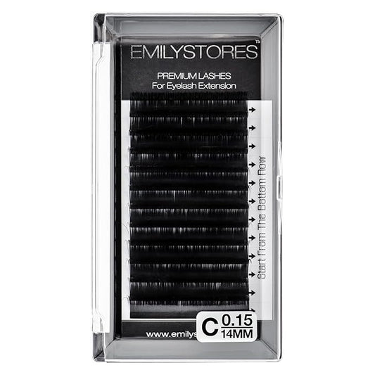 Eyelash Extensions 0.15mm Thickness C Curl 14mm Length Individual Volume Natural Eyelashes For Lash Extensions(0.15,C,14mm)