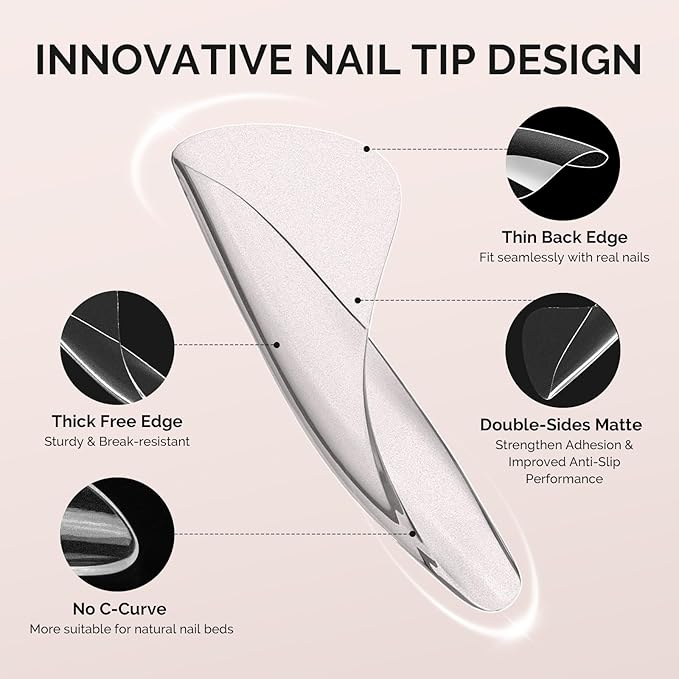 MelodySusie Square Toe X Nail Tips - 300Pcs Clear Acrylic, Full Matte Full Cover Press on Nails for DIY Extension & Salon Use,15 Sizes Pre-Shaped for Long-Lasting Manicure