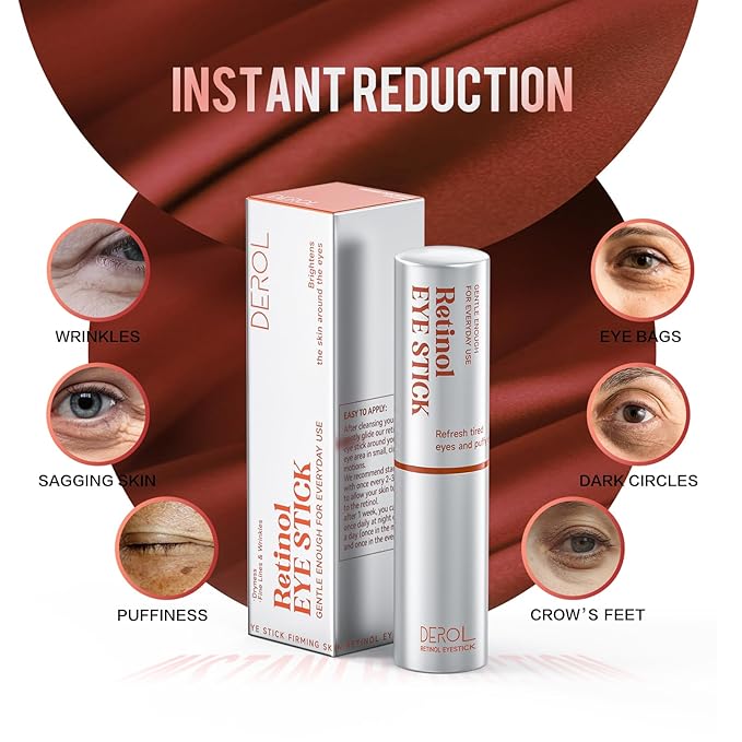 Retinol Eye Cream,Anti Aging Eye Cream, Retinol Eye Stick for Dark Circles and Puffiness Bags Treatment, Eye Balm Instantly Brighten,Under Eye Cream,Eye Cream for Wrinkles,Reduces Fine Lines