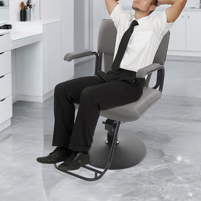 Barber Salon Chair for Hair Stylist,Hair Chair for Barbershop Home Height Adjustable & 360° Swivel Styling Salon Chairs Spa Beauty Salon Equipment, 550Lbs Capacity (Grey)