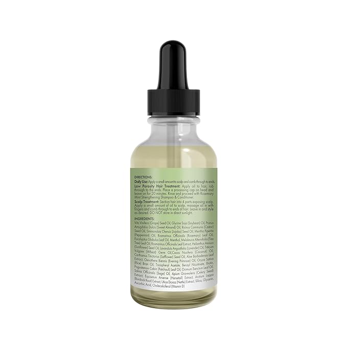 Mielle Organics Rosemary & Mint Light Hair Oil, Split Ends & Dry Scalp Treatment - Infused with Biotin & Essential Oils for Strengthening, Soothing, Moisturizing & Encouraging Longer Hair (2 Oz)