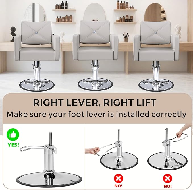 Barber Salon Chair for Hair Stylist with 350Lbs Heavy-Duty Hydraulic Pump, 360° Swivel Hair Styling Chair, Adjustable Height Hairdresser Braider Chairs for Beauty Salon, Tattoo, Spa, Light Gray