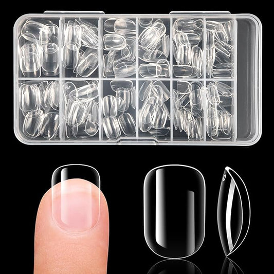 krofaue Kids Fake Nails - Short Oval Clear Nail Tips 240pcs Kids Press On Nails for Little Girls Full Cover Children Fake Nails Decoration 10 Sizes Artificial Acrylic Soft Gel Nail Tips