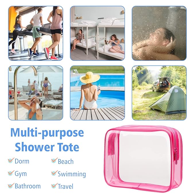 PACKISM Clear Makeup Bags - 3 Pack TSA Approved Clear Travel Bags for Toiletries, Carry on Toiletry Bag TSA Approved Toiletry Bag, Matte Rose Red