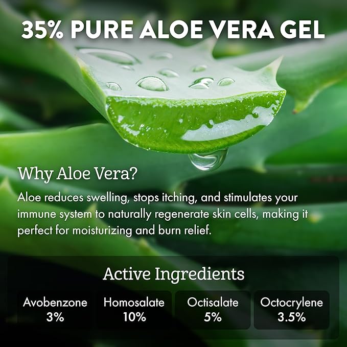 Aloe Up Sport Sunscreen Lotion SPF 30 - Broad Spectrum UVA/UVB Sunscreen Protector for Face and Body - With Hydrating Aloe Vera Gel - Non-Greasy - No White Cast - Reef Safe - Fragrance-Free - 3 Oz.