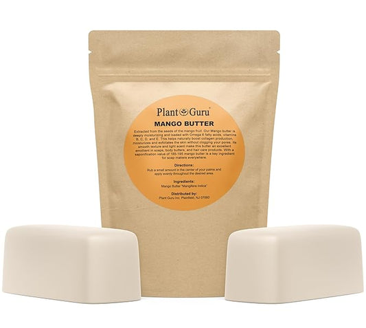 Raw Mango Butter 2 lbs. Bar - 100% Pure Natural Unrefined - Great for Skin, and Hair Growth. DIY Soap Making, Body Butters, Lotions and Creams.