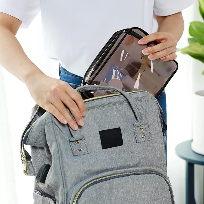 PACKISM Clear Makeup Bags - 3 Pack Tsa Approved Toiletry Bag with Zipper, Water-resistant Cosmetic Bags Travel Size Toiletries Fit Essentials, Carry-on Clear Travel Bags, Black Brown