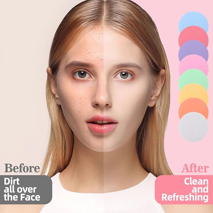 1080 Pcs Compressed Facial Sponges for Makeup Removal & Exfoliating | Premium Face Cleansing Sponge Pads for Women & Girls Soft Wash Round Sponge Spa & Daily Use，8 Colors