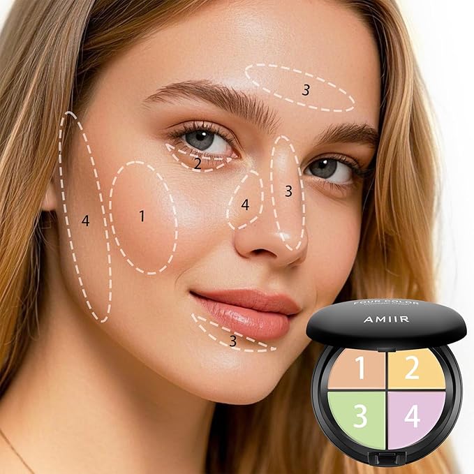AMIIR Color Correcting Concealer Cream Full Coverage Professional Makeup Palette Flawless Face Contour, Corrector