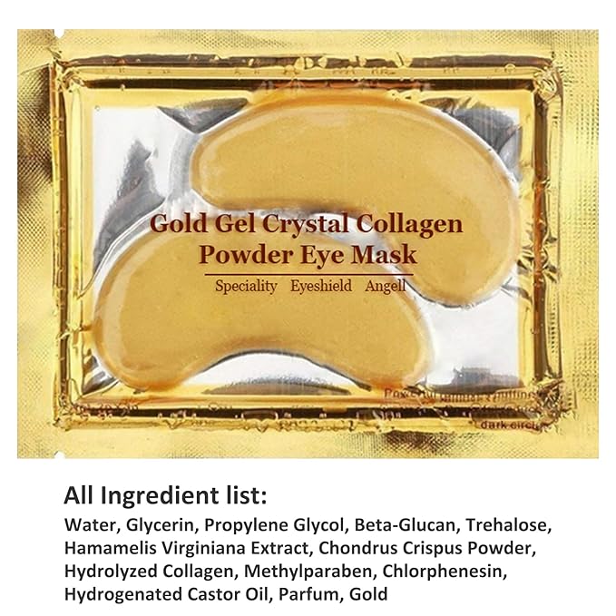 Under Eye Patches - 30 Pairs 24K Gold Moisturizing Under Eye Mask, Anti Aging Collagen Eye Masks Skincare Eye Patches for Puffy Eyes and Dark Circles, Gold