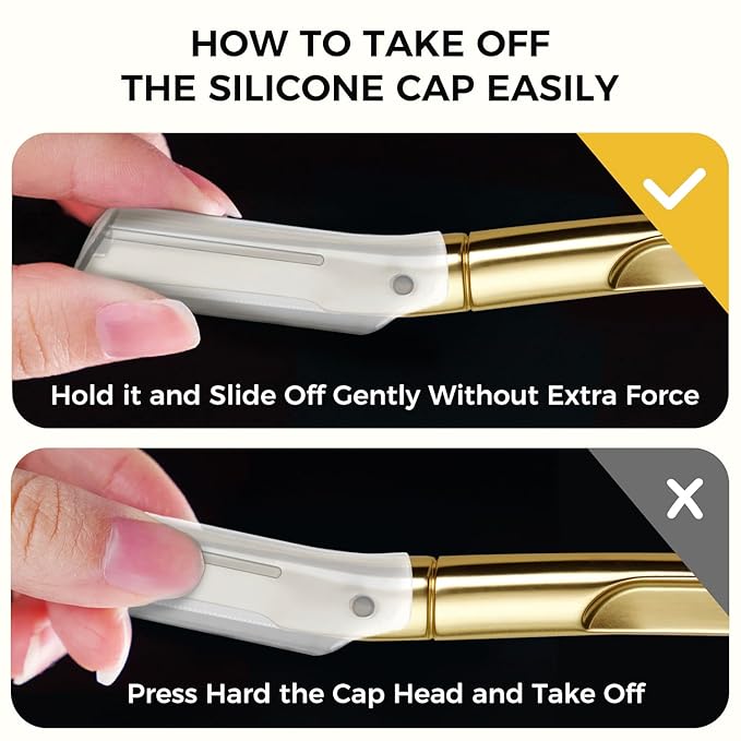 ZOMCHI Dermaplane Razor with 11 Blades for Women & Men, Eyebrow Trimmer with Protective Silicone Cap, Face Razor for Hair Removal - Matte Gold