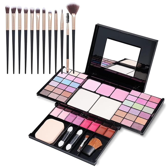 Makeup Kit Eyeshadow Palette for Women Full Gift Kit Girl Kids 49 Colors Makeup Set Combination Eyeshadow Palette with 12pcs Makeup Brushes