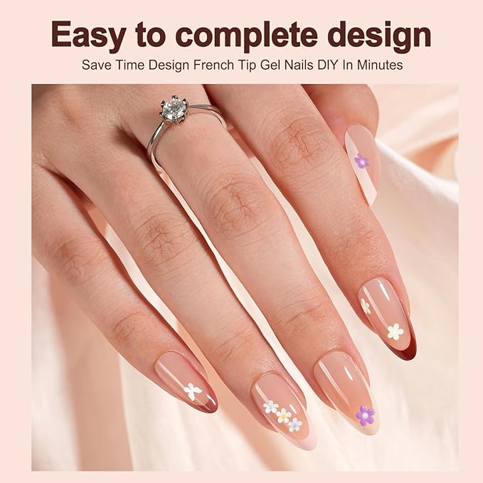 300Pcs French Gel Nail Tips Almond, Vansiho Medium Nail Tips, Pre-French Tips Press on Nails, Acrylic Fake Nails for Nail Art DIY 15 Sizes