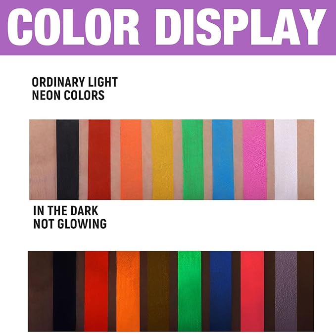 MEICOLY 8 Colors Water Activated Eyeliner Palette,Neon UV Colored Retro Hydra Liner,Smudge-proof Eyeliner Glow Fluorescent Halloween Green Black White Body Paint,03