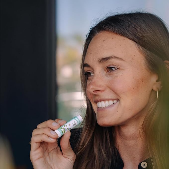 Badger - Classic Lip Balm, Highland Mint, Made with Organic Olive Oil, Beeswax & Rosemary, Certified Organic, Moisturizing Lip Balm, 0.15 oz (4 Pack)