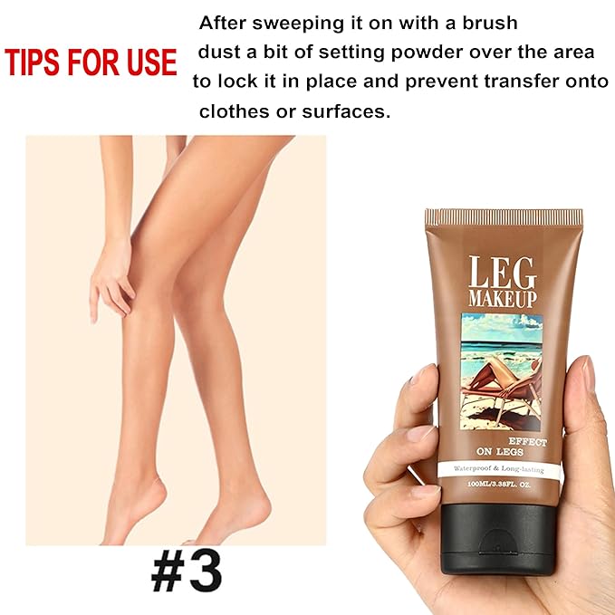 Legs Makeup Waterproof with Brush - No Transfer Body Concealer for Varicose Veins Appearance, Tattoo & Scar Cover Up for All Skin Tones, Waterproof (Bronze)