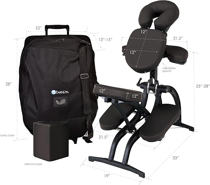 EARTHLITE Portable Massage Chair AVILA II - Premium Folding Spa/Massage/Tattoo Chair incl. Rolling Carry Case
