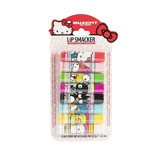 Lip Smacker Sanrio Hello Kitty and Friends 8-Piece Flavored Lip Balm, Clear, For Kids, My Melody, Little Twin Stars, and Chococat