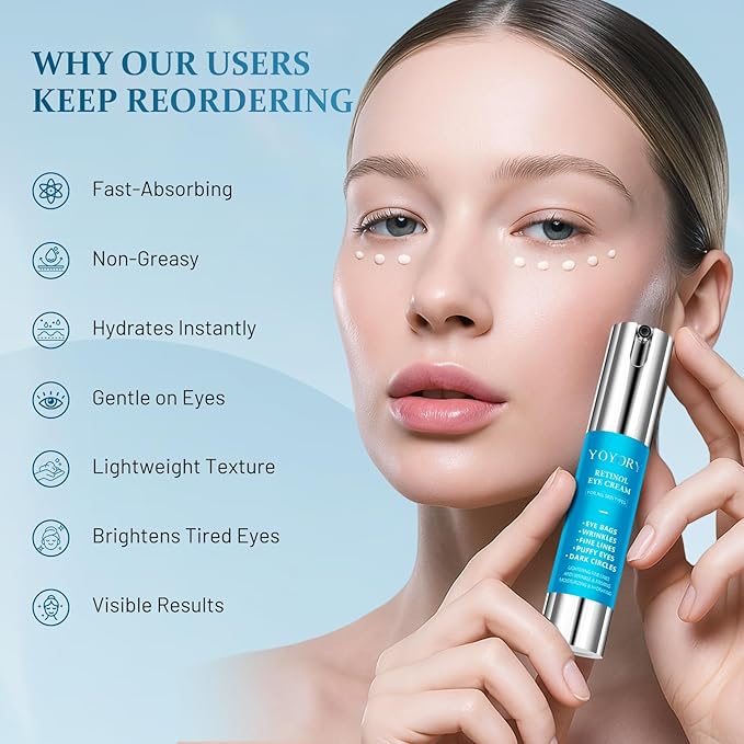 Retinol Under Eye Cream - Anti Aging Eye Cream Reduces Eye bags,Dark Circles, Fade Wrinkles, Fine Lines, and puffiness Smoothing Skin Care Treatment for Women and Men, 20ML(Blue)