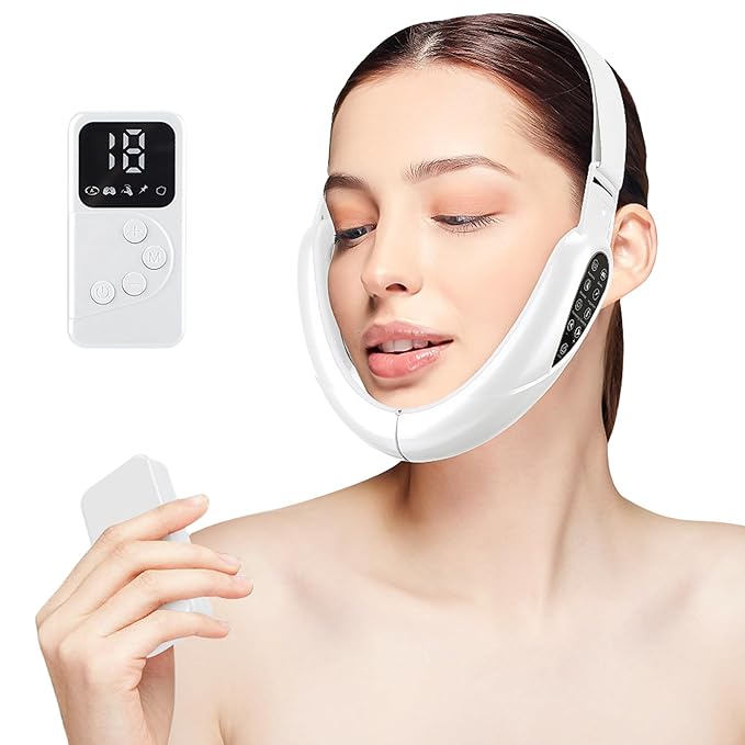 Electric Double Chin 4-in-1 Massager Machine, V-Face Jawline Sculpting Device with 5 Modes for Women