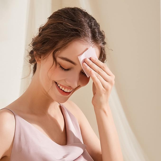 Oil Blotting Paper Sheets, 100 Counts, Natural Rose Facial Oil Absorbing Face Blotting Sheets - Take Only 1 Piece Each Time Design - No Waste and Easy to Carry in Pocket (Rosy - 1 Pack)