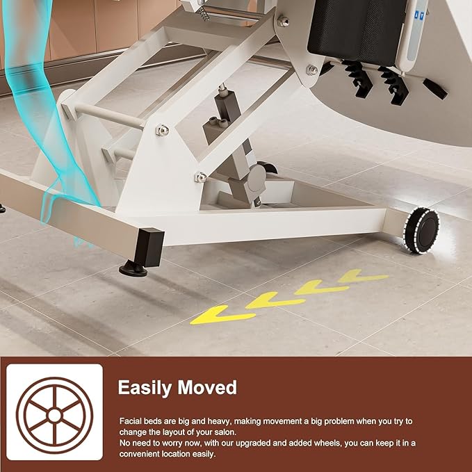 Icoget Electric Tattoo Chairs, Esthetician Facial Bed and Stool, Spa Massage Table for Beauty Microblading, Wax, Lash Chair for Eyelash, White