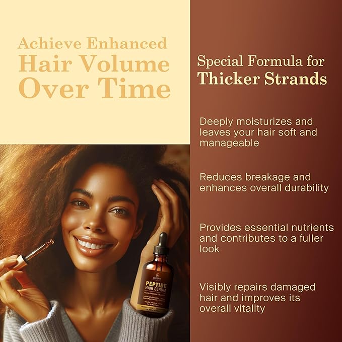 Peptide Hair Serum for Hair Growth Men & Women - Copper Peptides for Hair Growth - Caffeine Hair Growth Serum for Hair Thinning & Loss - Multi Peptide Serum for Hair Density 2 fl oz