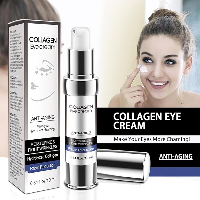 Eye Cream, Collagen Under Eye Treatment Gel, Moisturizing Anti Aging Wrinkle, Reduce Dark Circles, Puffiness Bags, Fine Lines, Skin Firming, Lifting Brightening Under and Around Eyes Women Men