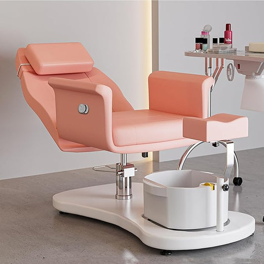VARONXE Pedicure Chair for Nail Tech No Plumbing, Portable Pedicure Station for Foot Spa w/Pedicure Stand and Massage Foot Bath, Professional Gel Jelly Pedicure Chairs, Pink