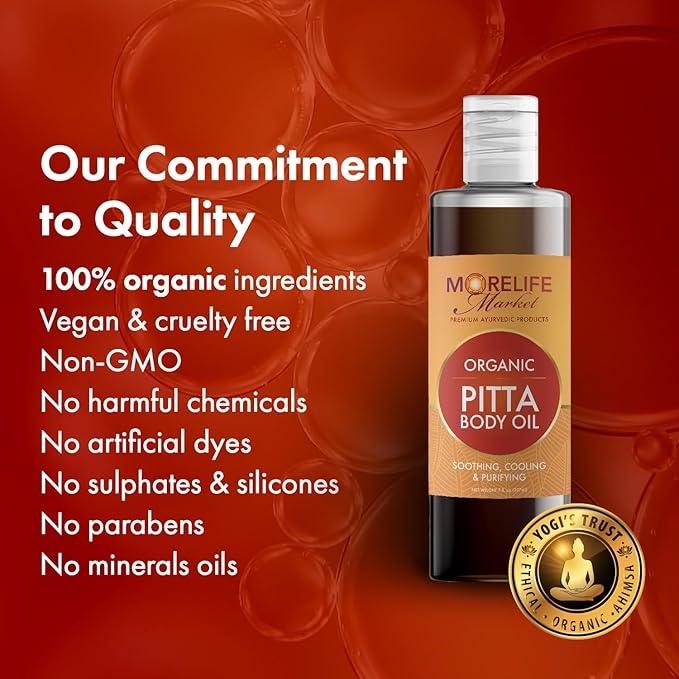 Pitta Body Oil | Premium Ayurvedic Massage Oil with Organic Neem, Chamomile, Lavender & Cooling Herbs for Sensitive Skin | Soothing & Purifying Daily Ritual – 7 oz Bottle