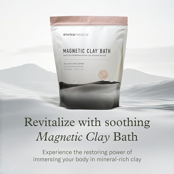 Enviromedica Magnetic Bentonite Clay Bath - Sodium & Calcium Bentonite Clay Bath Soak Powder with Himalayan Salt, Rejuvenating and Cleansing Body, Foot or Clay Mask for Face, 500g
