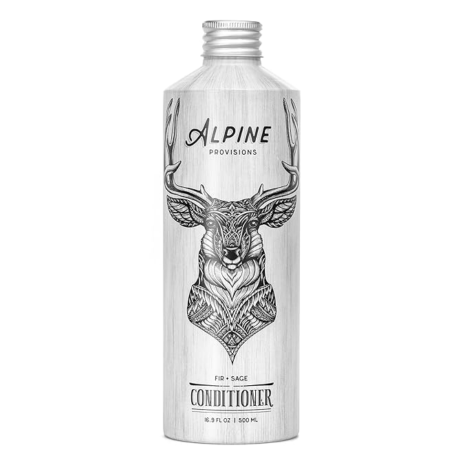 Alpine Provisions Fir & Sage Natural Conditioner - Moisturize, Repair, & Strengthen with Essential Oils, Sunflower oil & Aloe Vera, Vegan, Sulfate - Nourishing Plant-Based Hair Care - 16.9 FL Oz