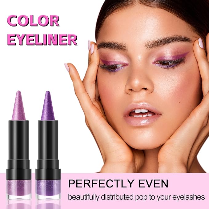 Boobeen Color Eyeliner Pencil, Metallic Glitter Eyeliner Gel, 4 in 1 Eye Makeup Stick-Eye Lip Liner, Eyeshadow, Waterproof, For Bold Glamour Makeup