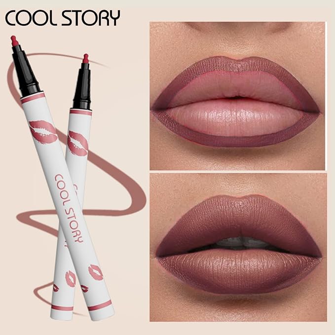 COOL STORY Matte Lip Liner Pencil - Waterproof, Non-Fading, Long-Lasting Plump Effect for Fuller Lips Makeup, Soft & Smooth Texture Easy Glide Lipstick 07#
