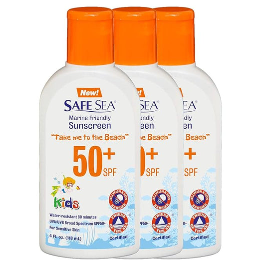 Safe Sea Anti-jellyfish Sting Protective Lotion for Kids- SPF50- Sensitive skin Jellyfish & Sea Lice Prevention Sunscreen (3 Pack 50 kids)