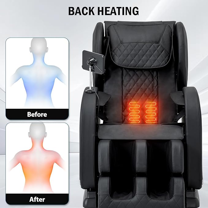 Massage Chair Full Body, Zero Gravity Massage Recliner with Air Pressure, 8 Fixed Points Massage Rollers, Heating, Foot Roller, LCD Screen Control, Home Office Use