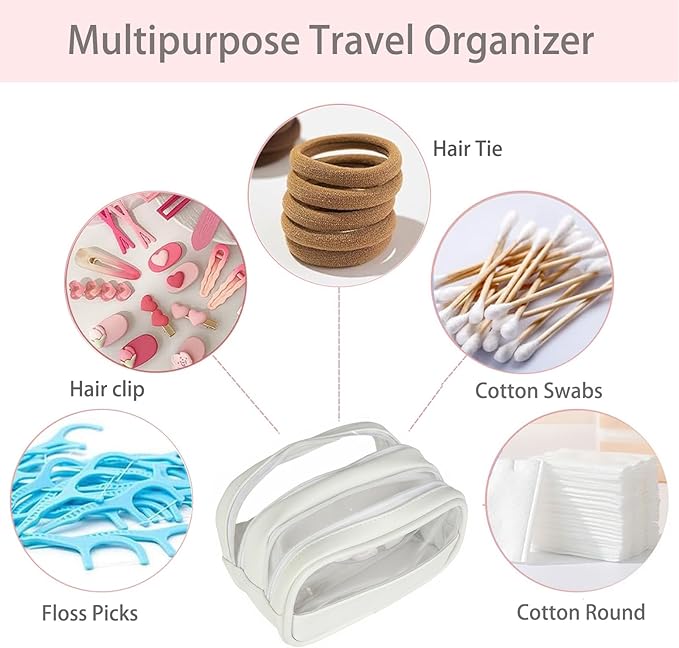 Portable Cotton Round Swab Organizer Case,2 in 1 Travel Cotton Pad Qtip Holder,Portable Storage Case for Floss Picks,Hair Tie Organizer,Bathroom Storage Organizer Qtip Dispenser Swabs Dispenser
