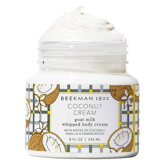 Beekman 1802 Coconut Cream Whipped Body Cream - Scented - 8 oz - Moisturizes, Soothes & Softens - With Coconut Oil & Mango Seed Butter - Microbiome Friendly - No Irritation - Good for Sensitive Skin