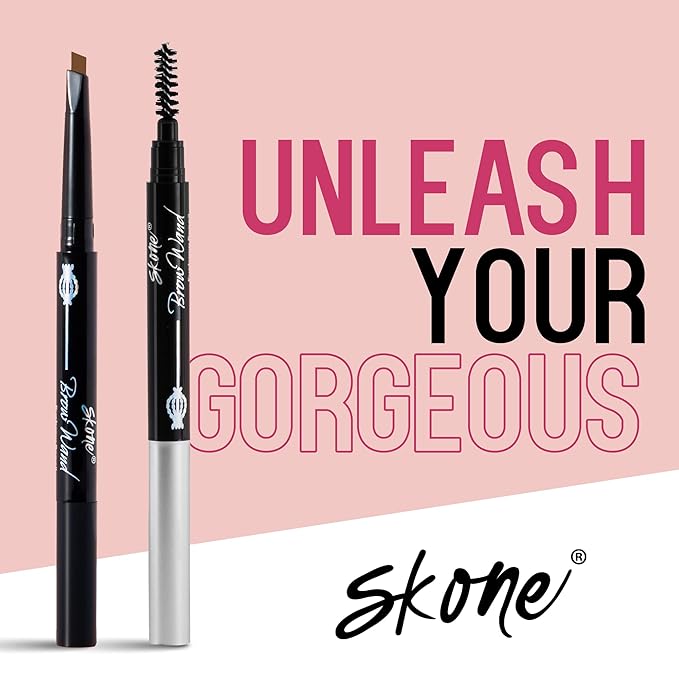 Skone Cosmetics The Original Brow Wand Eyebrow Pencil with Brush - Dual-Sided Retractable Waterproof Long-Lasting Brown Eye Brow Pencils for Women with Sleek Eyebrows - Peanut Butter for Blondes