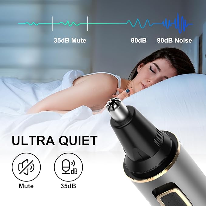 Nose Hair Trimmers for Men，Rechargeable Hair Trimmer 2 in 1 Painless Multifunctional Ear and Nose Hair Trimmer with IPX7 Waterproof Dual Edge Blades (Grey)