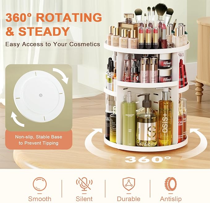 Rotating makeup organizer, 360 spinning