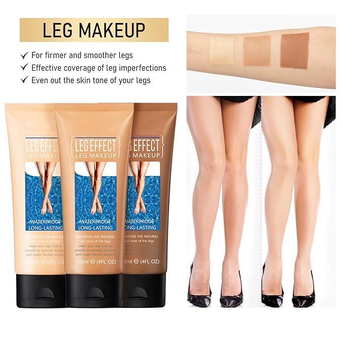 Leg Makeup Waterproof No Transfer, Leg Vein and Body Cover up Makeup for Tattoo Cover Up/Black Skin, Long Last Body Foundation 4 fl oz (Medium Golw)