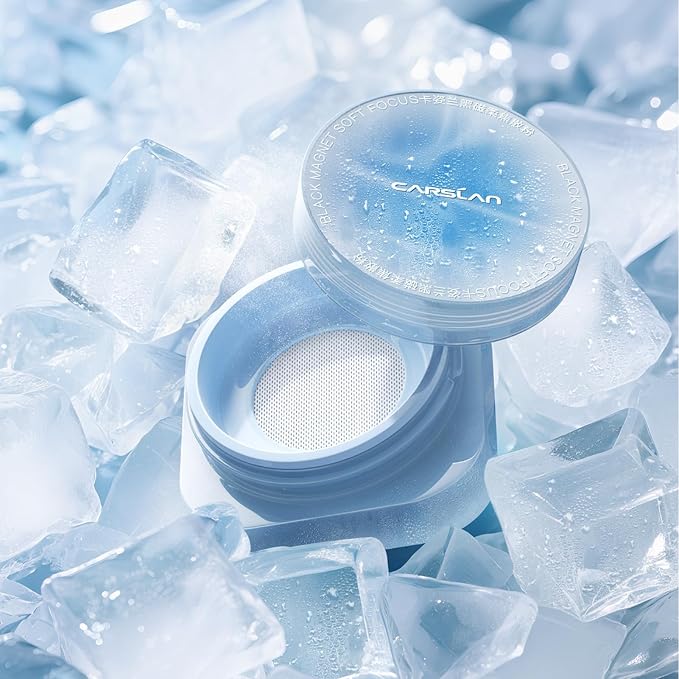 CARSLAN 2.0 Black Magnet Soft Focus Make Up Powder, Waterproof Loose Setting Powder, 24H Longlasting, Oil Control, Talc-Free Face Powder, Cool Version, 05 Translucent For Dry&Com Skin, 0.28Oz