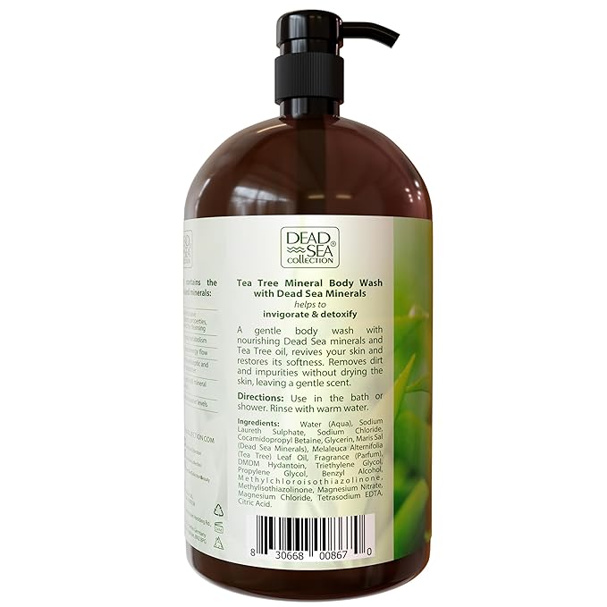Dead Sea Collection Tea Tree Body Wash for Women and Men - with Pure Dead Sea Minerals and Tea Tree Oil - Cleanses and Moisturizes Skin (33.8 fl. oz)