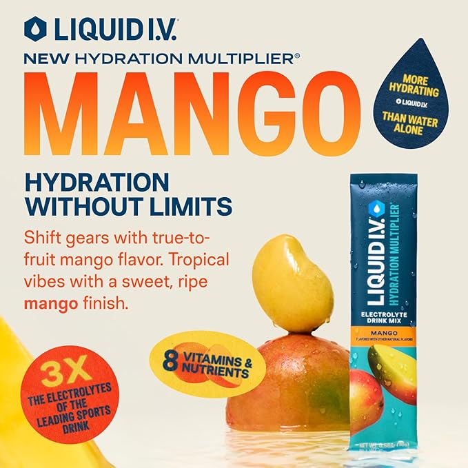 Liquid I.V.® Hydration Multiplier - Mango | Electrolyte Powder Drink Mix | 1 Pack (16 Servings)
