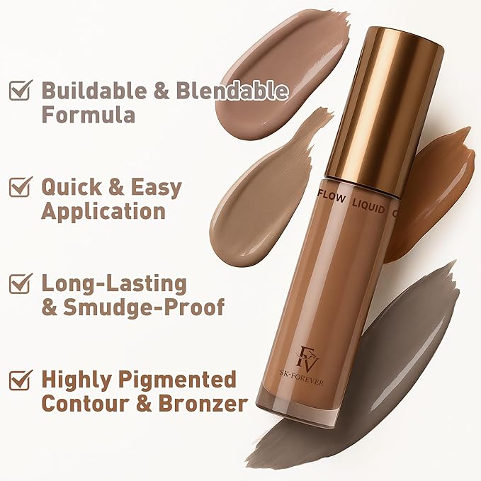 FV Liquid Contour Stick for Fair/Light Skin, Blendable & Highly Pigmented, with Hydrating Formula, Cream Bronzer Makeup for Natural Face Shaping, Vegan, Cruelty-free, 02 Cool Taupe