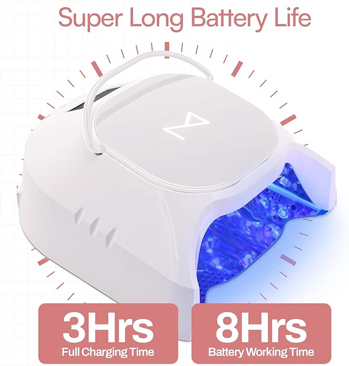 M - GlowPro Professional Hybrid 86W Wireless Rechargeable UV LED Nail Curing Lamp Cordless Nail Dryer for Gel Nails, Manicure, Pedicure (Purple)