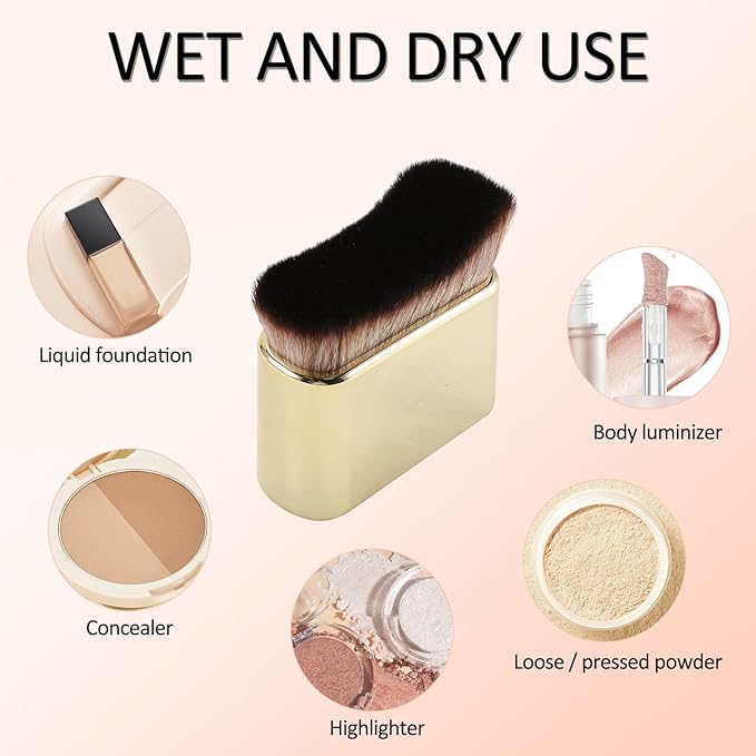 Self Tan Brush-Kabuki Brush for Body,Sunscreen Tanning Brush,Blusher,Shadow,Powder,Bronzer and Foundation Self Tanner Brush,Makeup Brushes for Face and Body(Gold)